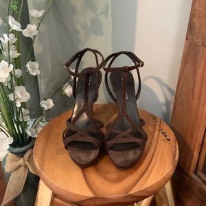 Ralph Lauren Purple Label Strappy Brown Suede Sandals - Size 7!